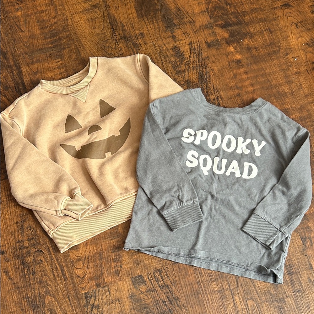 Kids Halloween Pumpkin and Spooky Squad Sweatshirts